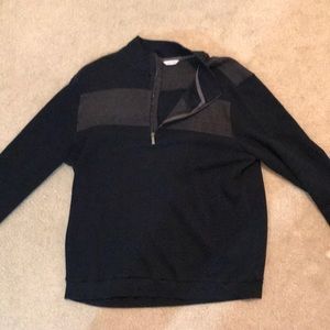 Blue and gray Calvin Klein half-zip up turtle neck